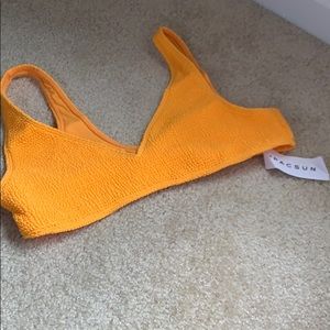 Neon orange V neck M bathing suit top